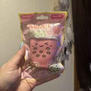 Keycraft Kawaii Boba Squishy Fidget Toy Pink Bubble Tea Sealed